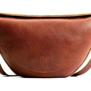 Structured Brown Leather Crossbody Bag